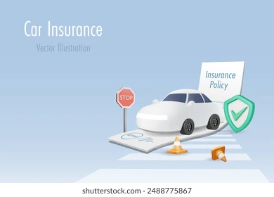 Graphic of a modern car insurance verification dashboard showing secure lock icon and premium stats